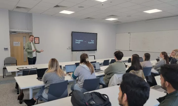 Harry speaking at Plymouth Uni about UX and marketing